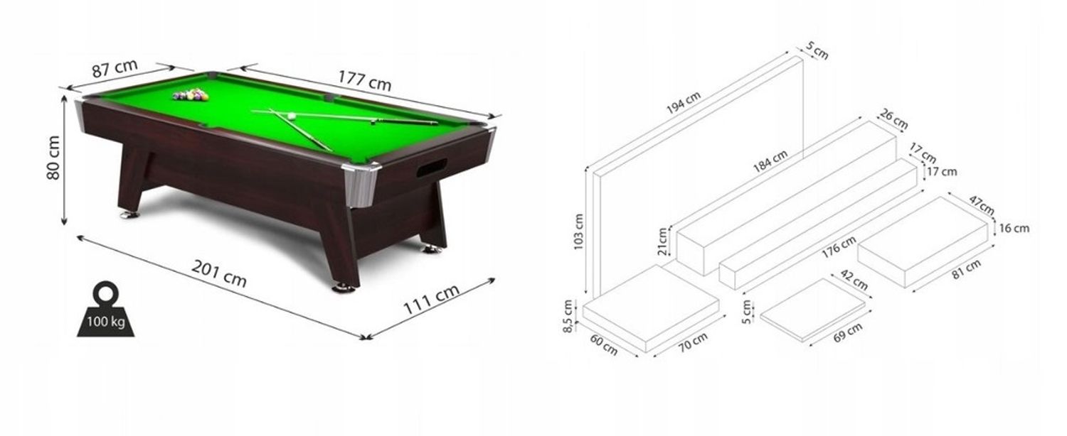 6ft Radley Diamond MDF Black Billiard Table.